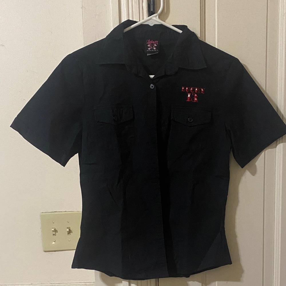 Lucky 13 Black Button Down “Amor” Work Shirt